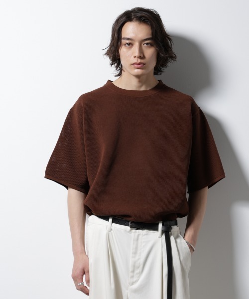 NANO universe(ナノユニバース)の「スポンディッシュ メッシュ クルーネックニットTEE(ニット/セーター・メンズ・オフホワイト/レッド系その他2/ブラック/グレー系その他4・M/L)」の17枚目の写真