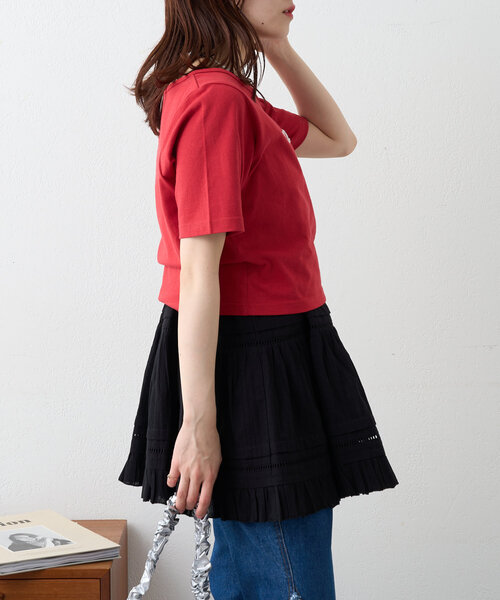 w closet（ダブルクローゼット）の「コットンフリルミニワンピ（チュニック・レディース・ブラック/オフホワイト・FREE）」の18枚目の写真