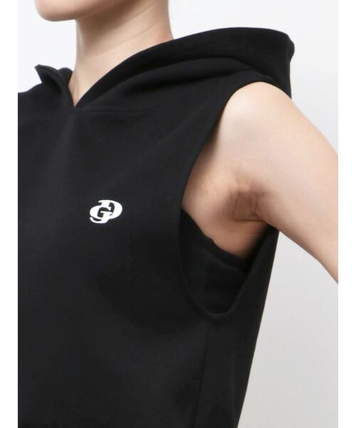 GYDA（ジェイダ）の「GD HEM スピンドルノースリショートパーカー（パーカー・レディース・オフホワイト/ブラック/ライトグレー・FREE）」の10枚目の写真