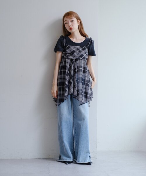 カスタネ　チェックアシメチュニック Kastane チュニック チェックアシメチュニック : ZOZOTOWN Yahoo