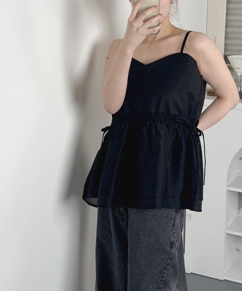 VIVID LADY(ビビッドレディー)の「レース切替 ペプラム キャミソール(Tシャツ/カットソー・レディース・ブラック/ホワイト・FREE)」の11枚目の写真