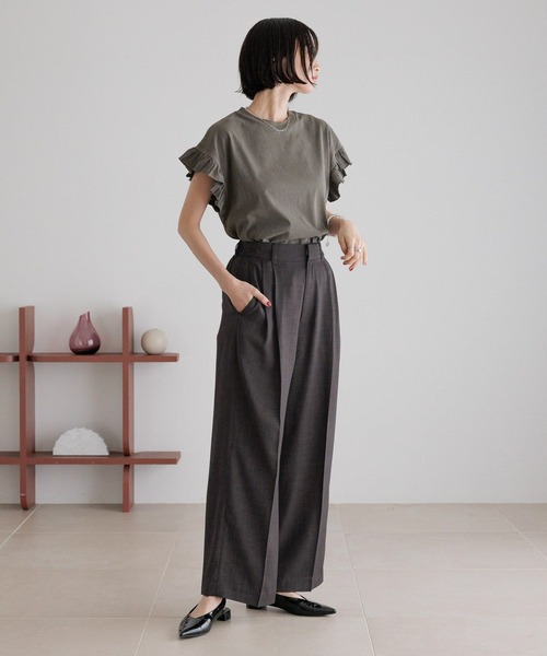 LOWRYS FARM(ローリーズファーム)の「バスケットワイドパンツ 491985(スラックス・レディース・チャコールグレー/ブラウン/ライトベージュ/ブラック・SMALL/MEDIUM/LARGE)」の12枚目の写真