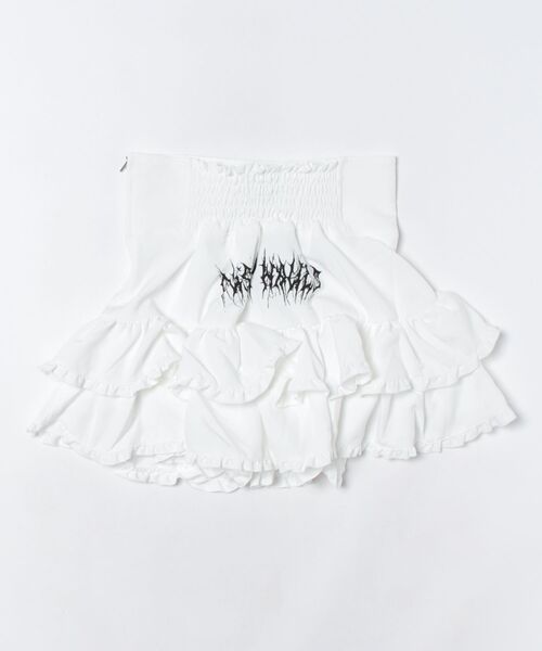 Hauls レースアップフリルミニスカート ホワイト ハウスダストコラボ レースアップフリルミニスカート | Hauls