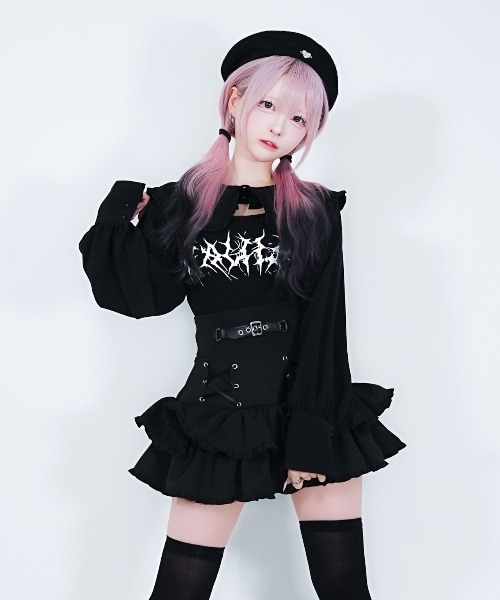 ハウスダストコラボ レースアップフリルミニスカート（スカート