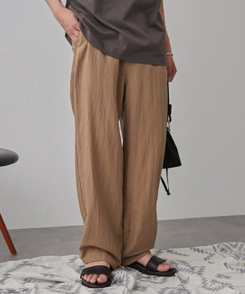 新品◆ チャオパニックTYPY パンツ　◆ L ベージュ　イージーパンツ セール】リネンレーヨンリラックスイージーパンツ（スラックス