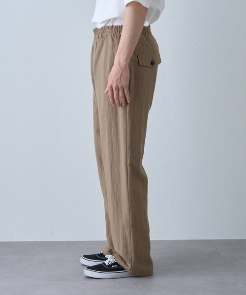 S/O リネン サンドベージュ スラックス 44 FREAK'S STORE パンツ リネンレーヨン イージーパンツ/コットン