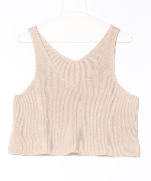 MELROSE claire（メルローズ クレール）の「【麻タッチ片畦キャミ型ベスト】（ベスト・レディース・ベージュ/ブラック/チャコールグレー・FREE）」の3枚目の写真