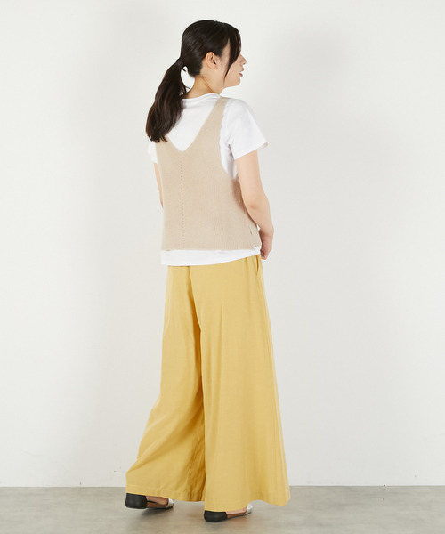 MELROSE claire（メルローズ クレール）の「【麻タッチ片畦キャミ型ベスト】（ベスト・レディース・ベージュ/ブラック/チャコールグレー・FREE）」の8枚目の写真