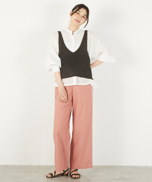 MELROSE claire（メルローズ クレール）の「【麻タッチ片畦キャミ型ベスト】（ベスト・レディース・ベージュ/ブラック/チャコールグレー・FREE）」の17枚目の写真