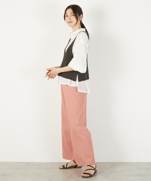 MELROSE claire（メルローズ クレール）の「【麻タッチ片畦キャミ型ベスト】（ベスト・レディース・ベージュ/ブラック/チャコールグレー・FREE）」の18枚目の写真
