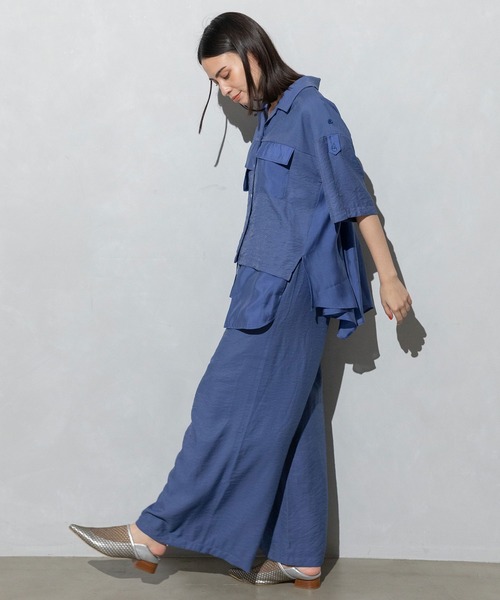 MARECHAL TERRE（マルシャルテル）の「コンビネーション開襟シャツ（シャツ/ブラウス・レディース・ブラック/カーキ/ブルー/ライトグリーン・MEDIUM）」の7枚目の写真