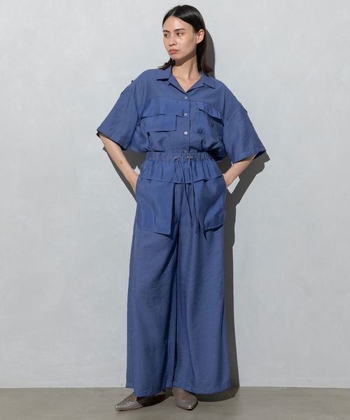 MARECHAL TERRE（マルシャルテル）の「コンビネーション開襟シャツ（シャツ/ブラウス・レディース・ブラック/カーキ/ブルー/ライトグリーン・MEDIUM）」の8枚目の写真