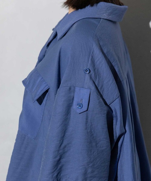 MARECHAL TERRE（マルシャルテル）の「コンビネーション開襟シャツ（シャツ/ブラウス・レディース・ブラック/カーキ/ブルー/ライトグリーン・MEDIUM）」の11枚目の写真