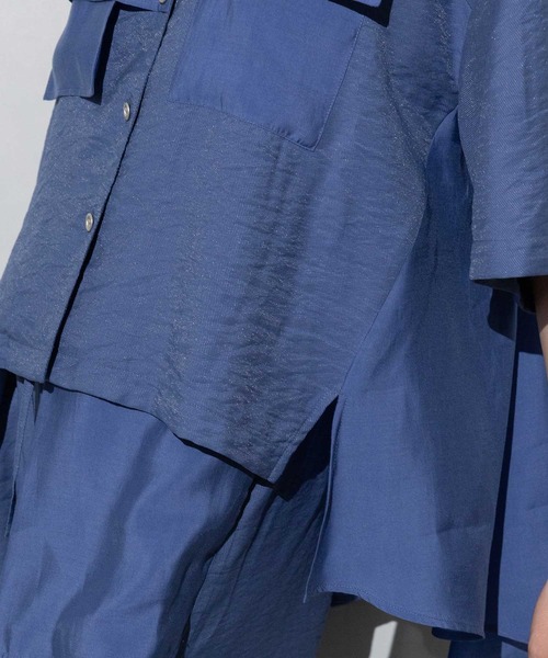 MARECHAL TERRE（マルシャルテル）の「コンビネーション開襟シャツ（シャツ/ブラウス・レディース・ブラック/カーキ/ブルー/ライトグリーン・MEDIUM）」の14枚目の写真