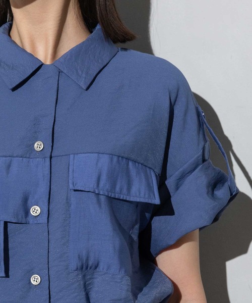 MARECHAL TERRE（マルシャルテル）の「コンビネーション開襟シャツ（シャツ/ブラウス・レディース・ブラック/カーキ/ブルー/ライトグリーン・MEDIUM）」の18枚目の写真