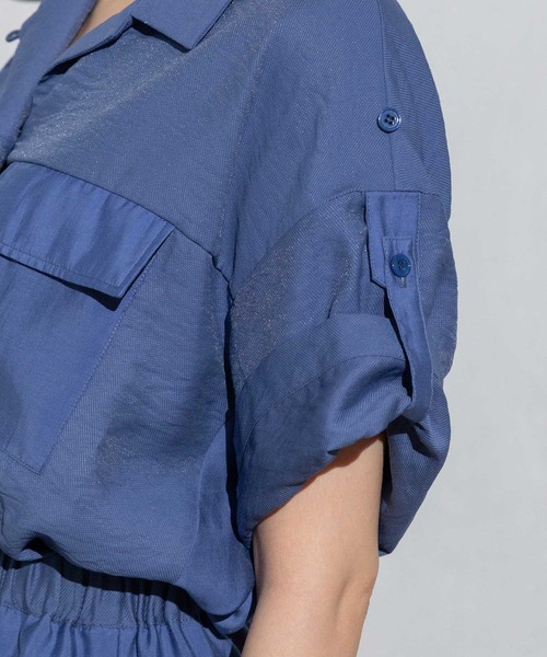 MARECHAL TERRE（マルシャルテル）の「コンビネーション開襟シャツ（シャツ/ブラウス・レディース・ブラック/カーキ/ブルー/ライトグリーン・MEDIUM）」の12枚目の写真