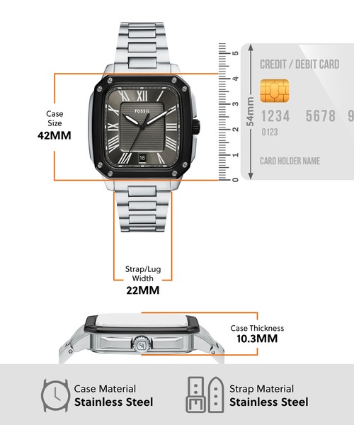 FOSSIL(フォッシル)の「フォッシル 腕時計 メンズ アナログ ステンレス FS6122(アナログ腕時計・メンズ・シルバー・FREE)」の5枚目の写真