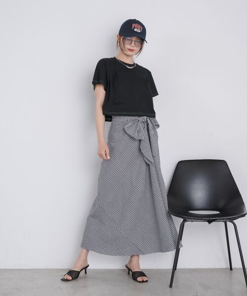 kivi(キヴィ)の「ribbon check SK(スカート・レディース・レッド系その他2/ブラウン系その他2/ブラック系その他2・FREE)」の7枚目の写真