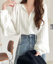 一枚でサマになる大人のジャガード。前後2wayカットジャガードシェイプチュニック(長袖)