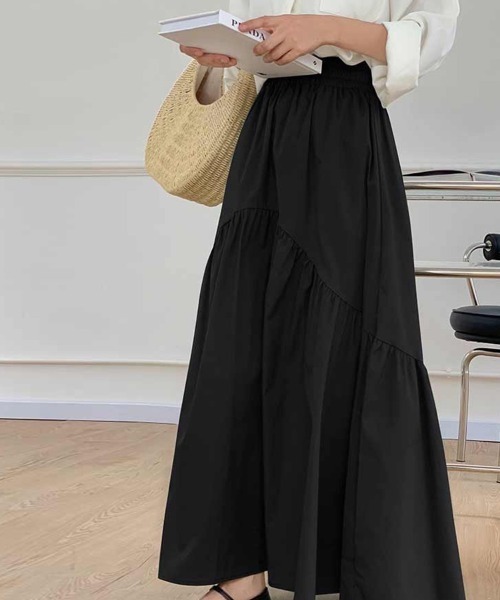 Beststore(ベストストア)の「ロングスカート ウエストゴム入り ギャザー切り替え(スカート・レディース・オリーブ/アイボリー/ブラック・FREE)」の17枚目の写真
