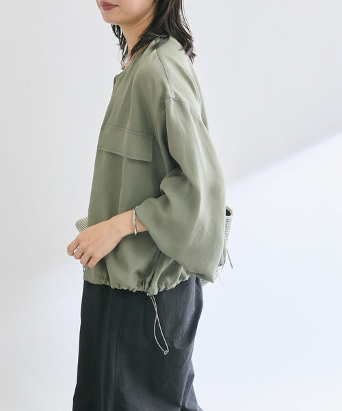 RIVE DROITE（リヴドロワ）の「【接触冷感】アセテートツイルブルゾン（ブルゾン・レディース・ブラック/カーキ/ホワイト系その他・FREE）」の10枚目の写真