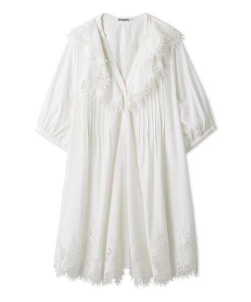 美品☆SNIDEL エンブロイダリーラッフルミニワンピース エンブロイダリーラッフルミニワンピース（ワンピース）｜SNIDEL