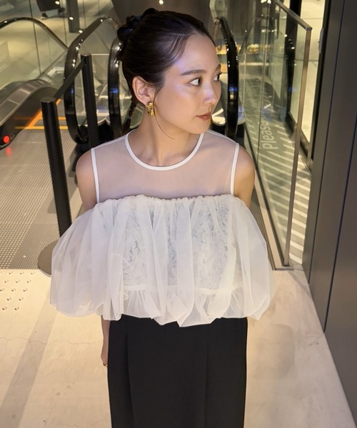 ANDRESD(アンドレスド)の「バルーンフォルムセットドレス / balloon form set dress(ドレス・レディース・ベージュ/ブラウン/ベージュ×ブラック/ライトブルー・S/M/L)」の14枚目の写真