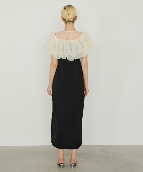 ANDRESD フリル ブラックドレス M pleats tulle dress プリーツチュールドレス（ドレス）｜ANDRESD