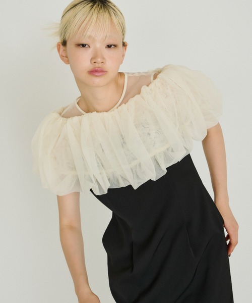 ANDRESD(アンドレスド)の「バルーンフォルムセットドレス / balloon form set dress(ドレス・レディース・ベージュ/ブラウン/ベージュ×ブラック/ライトブルー・S/M/L)」の11枚目の写真