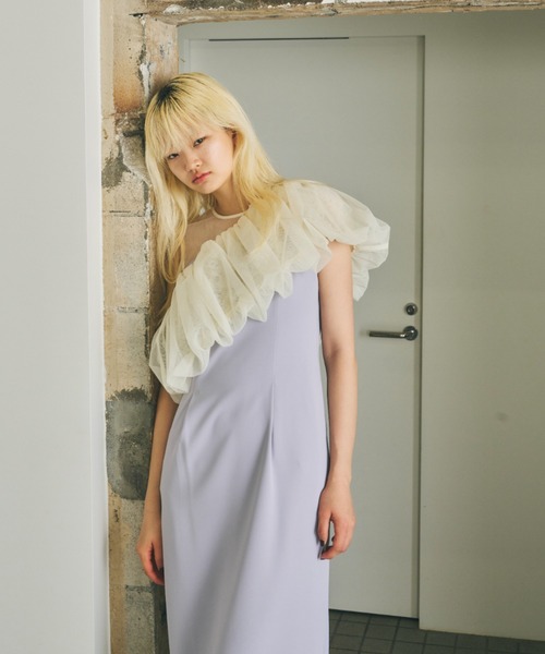 ANDRESD(アンドレスド)の「バルーンフォルムセットドレス / balloon form set dress(ドレス・レディース・ベージュ/ブラウン/ベージュ×ブラック/ライトブルー・S/M/L)」の19枚目の写真