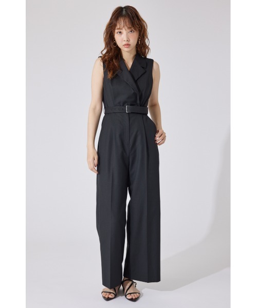 rienda（リエンダ）の「テーラードデザインノースリーブロンパース 夏服（パンツドレス・レディース・ピンク/ベージュ/ブラック・SMALL/MEDIUM）」の5枚目の写真