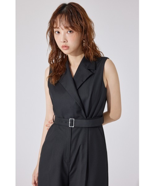 rienda（リエンダ）の「テーラードデザインノースリーブロンパース 夏服（パンツドレス・レディース・ピンク/ベージュ/ブラック・SMALL/MEDIUM）」の8枚目の写真