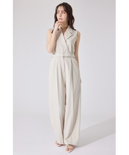 rienda（リエンダ）の「テーラードデザインノースリーブロンパース 夏服（パンツドレス・レディース・ピンク/ベージュ/ブラック・SMALL/MEDIUM）」の11枚目の写真