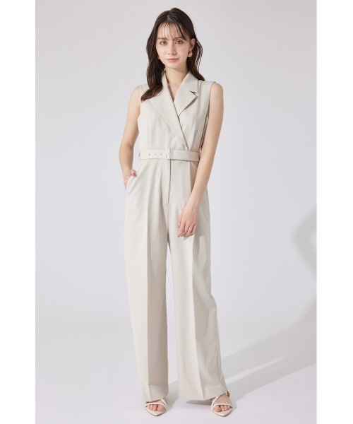 rienda（リエンダ）の「テーラードデザインノースリーブロンパース 夏服（パンツドレス・レディース・ピンク/ベージュ/ブラック・SMALL/MEDIUM）」の12枚目の写真