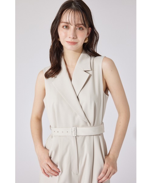 rienda（リエンダ）の「テーラードデザインノースリーブロンパース 夏服（パンツドレス・レディース・ピンク/ベージュ/ブラック・SMALL/MEDIUM）」の13枚目の写真