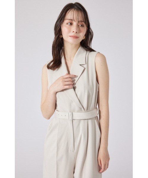 rienda（リエンダ）の「テーラードデザインノースリーブロンパース 夏服（パンツドレス・レディース・ピンク/ベージュ/ブラック・SMALL/MEDIUM）」の14枚目の写真