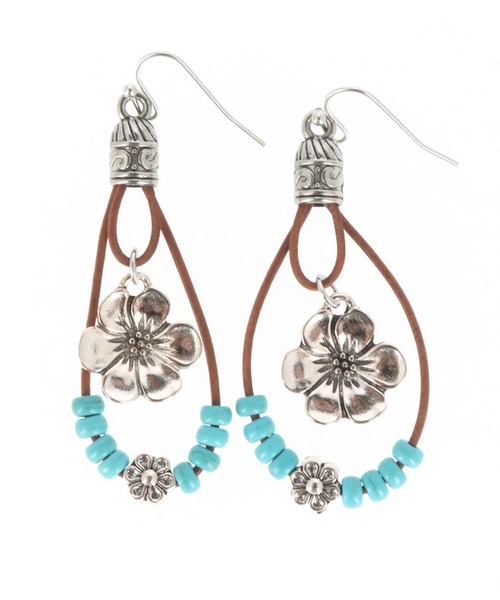 anap mimpi（アナップミンピ）の「ハイビスカス モチーフ ターコイズ ビーズ ピアス（ピアス（両耳用）・レディース・シルバー・FREE）」の6枚目の写真