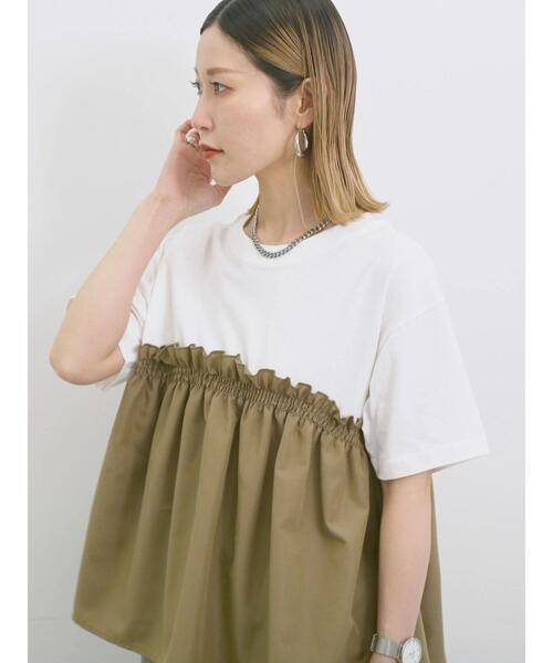 Samansa Mos2 blue（サマンサモスモスブルー）の「アソートドッキングプルオーバー（Tシャツ/カットソー・レディース・シルバーグレー/サックスブルー/カーキ/ブラック/チャコールグレー・F）」の5枚目の写真