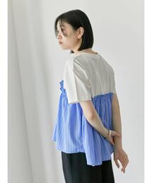 Samansa Mos2 blue | アソートドッキングプルオーバー(Tシャツ/カットソー)