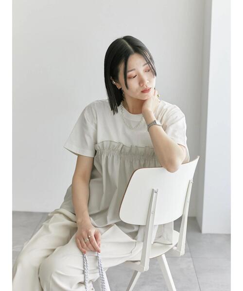 Samansa Mos2 blue（サマンサモスモスブルー）の「アソートドッキングプルオーバー（Tシャツ/カットソー・レディース・シルバーグレー/サックスブルー/カーキ/ブラック/チャコールグレー・F）」の4枚目の写真