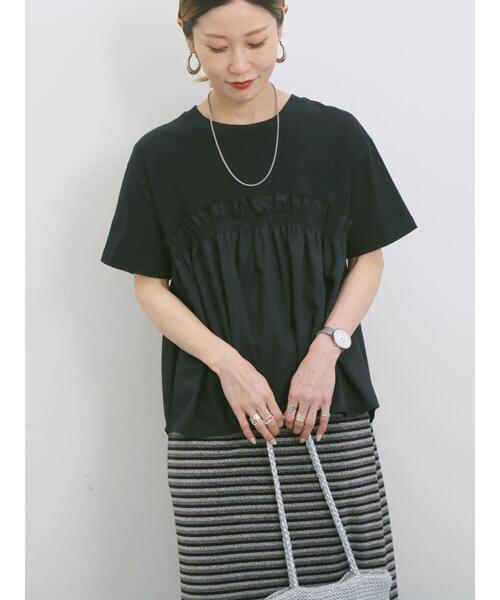 Samansa Mos2 blue（サマンサモスモスブルー）の「アソートドッキングプルオーバー（Tシャツ/カットソー・レディース・シルバーグレー/サックスブルー/カーキ/ブラック/チャコールグレー・F）」の2枚目の写真