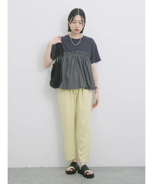 Samansa Mos2 blue（サマンサモスモスブルー）の「アソートドッキングプルオーバー（Tシャツ/カットソー・レディース・シルバーグレー/サックスブルー/カーキ/ブラック/チャコールグレー・F）」の6枚目の写真