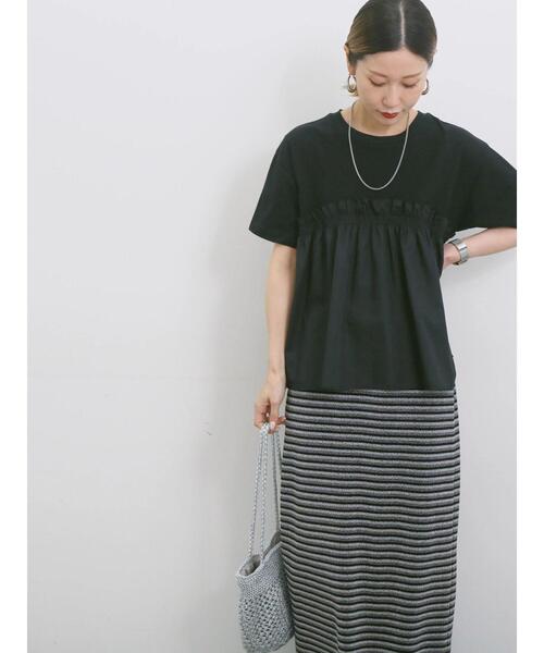 Samansa Mos2 blue（サマンサモスモスブルー）の「アソートドッキングプルオーバー（Tシャツ/カットソー・レディース・シルバーグレー/サックスブルー/カーキ/ブラック/チャコールグレー・F）」の7枚目の写真