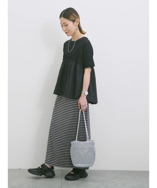 Samansa Mos2 blue（サマンサモスモスブルー）の「アソートドッキングプルオーバー（Tシャツ/カットソー・レディース・シルバーグレー/サックスブルー/カーキ/ブラック/チャコールグレー・F）」の8枚目の写真