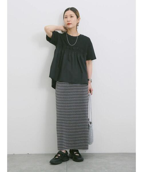 Samansa Mos2 blue（サマンサモスモスブルー）の「アソートドッキングプルオーバー（Tシャツ/カットソー・レディース・シルバーグレー/サックスブルー/カーキ/ブラック/チャコールグレー・F）」の12枚目の写真