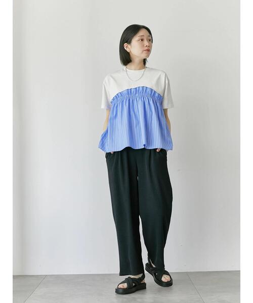 Samansa Mos2 blue（サマンサモスモスブルー）の「アソートドッキングプルオーバー（Tシャツ/カットソー・レディース・シルバーグレー/サックスブルー/カーキ/ブラック/チャコールグレー・F）」の17枚目の写真