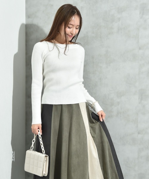 INTERPLANET（インタープラネット）の「リブボートネックオフショルプルオーバー（ニット/セーター・レディース・ブラック/グレー/オフホワイト・FREE）」の9枚目の写真