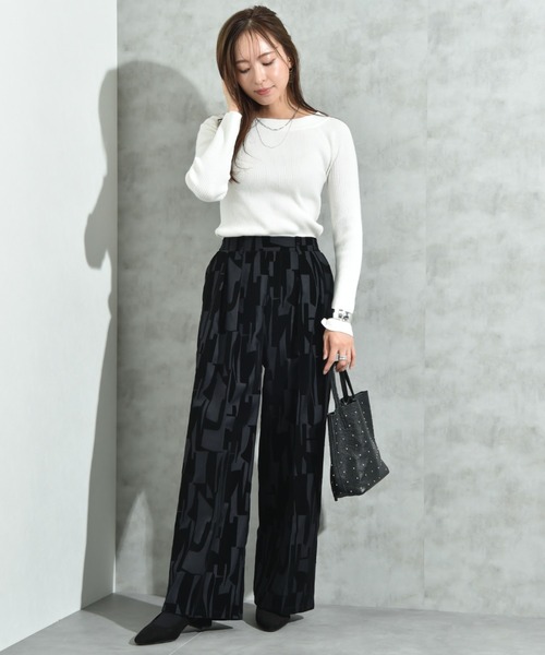 INTERPLANET（インタープラネット）の「リブボートネックオフショルプルオーバー（ニット/セーター・レディース・ブラック/グレー/オフホワイト・FREE）」の13枚目の写真