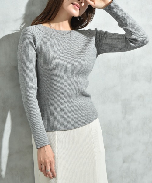 INTERPLANET（インタープラネット）の「リブボートネックオフショルプルオーバー（ニット/セーター・レディース・ブラック/グレー/オフホワイト・FREE）」の19枚目の写真