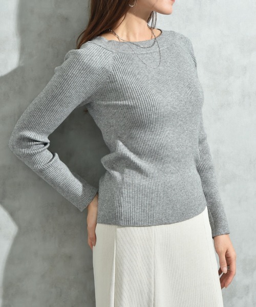 INTERPLANET（インタープラネット）の「リブボートネックオフショルプルオーバー（ニット/セーター・レディース・ブラック/グレー/オフホワイト・FREE）」の20枚目の写真